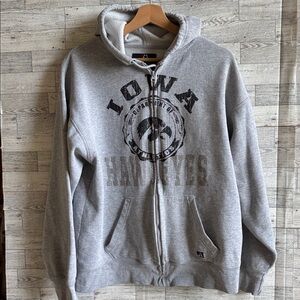 Iowa‎ Hawkeyes Sweatshirt Vintage football Gray zipup Hoodie tailgate Mens large